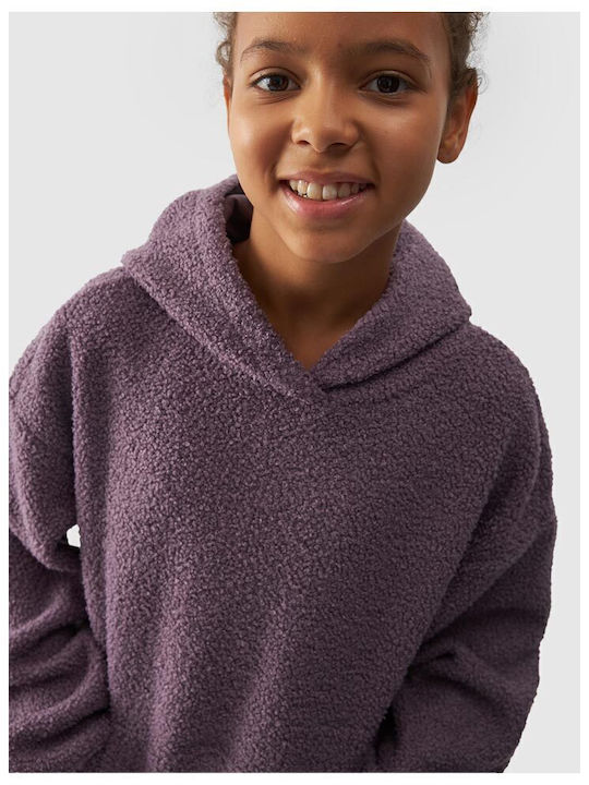 Kinder-Sweatshirt mit Kapuze und Taschen Lila
