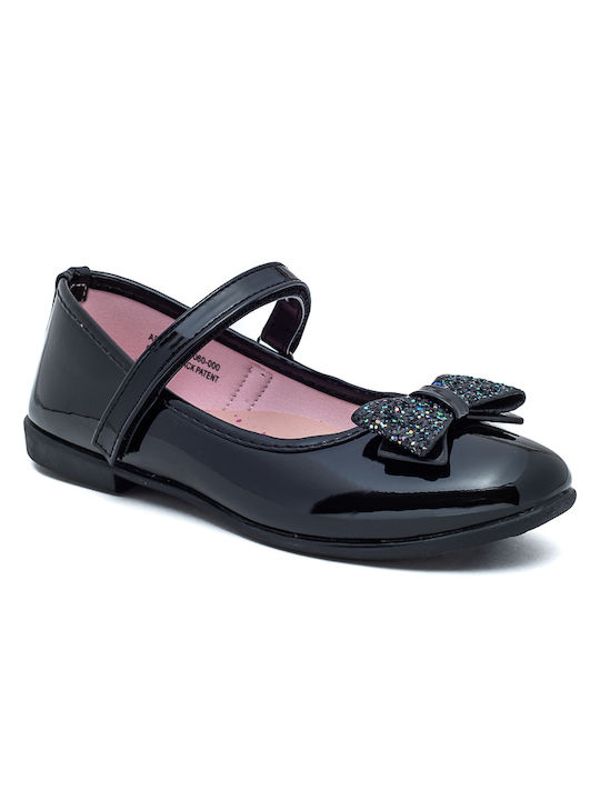 Marikelly Kids Patent Leather Ballerinas with Hoop & Loop Closure Black