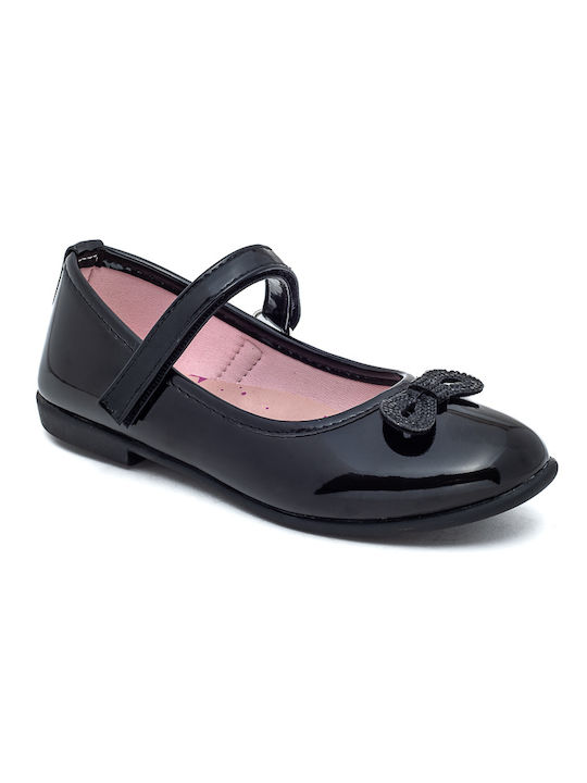 Marikelly Kids Patent Leather Ballerinas with Hoop & Loop Closure Black