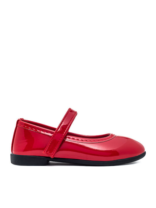 Παιδικές Μπαλαρίνες mit Bügel- und Schleifenverschluss Lackleder Rot