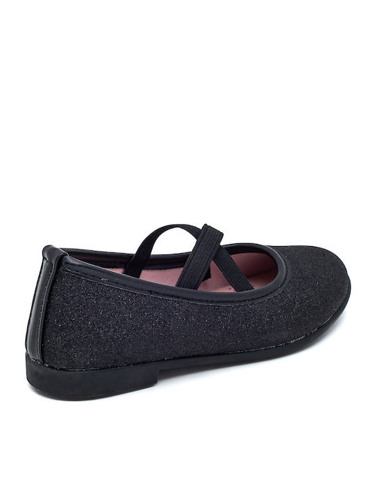 Kids Ballerinas with Elastic Strap Black