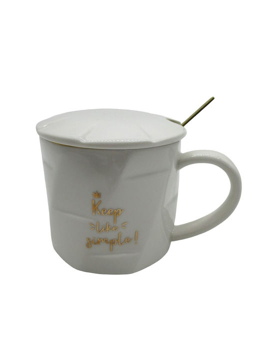 Etoile Tasse Keramik mit Deckel Weiß 400ml 1Stück