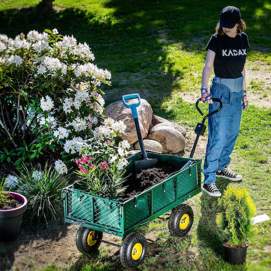 Remorcă Cărucior de Grădină Metalic Cu patru roți cu Greutate Maximă de Încărcare 300kg