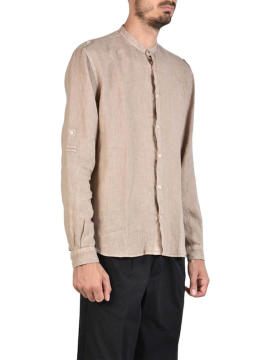 Xagon Man Men's Shirt Long Sleeve Linen Beige