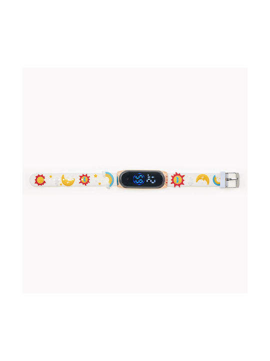 Kids Digital Watch with Rubber/Plastic Strap White