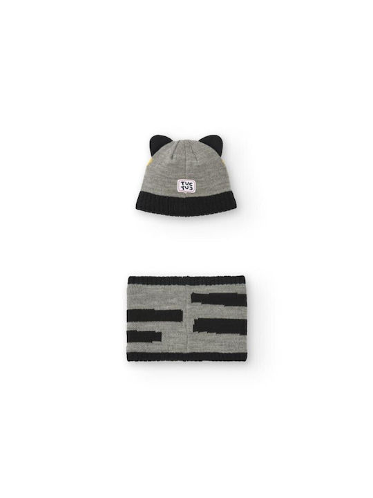 Tuc Tuc Kids Beanie Set with Scarf Knitted Gray