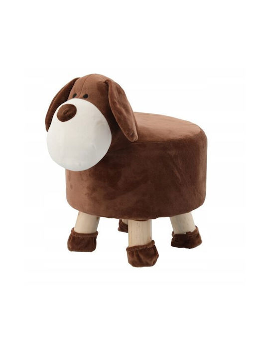 Round Children's Stool Puppy Design Textile Wood Brown Max 50 Kg 28x25 Cm Chomik