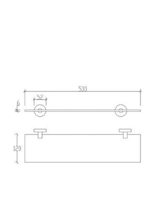 Shelf Wall Mounted Bathroom Shelf Glass 50x12x8cm Silver