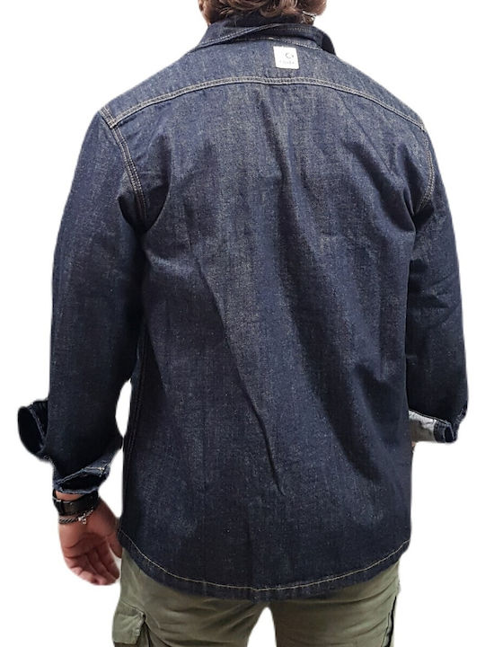 Μακρυμάνικo Τζιν Overshirt σε Κανονική Γραμμή Μπλε
