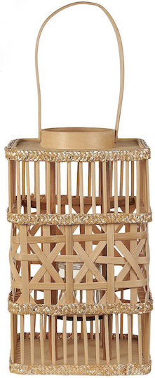 Beliani Wooden Lantern Beige