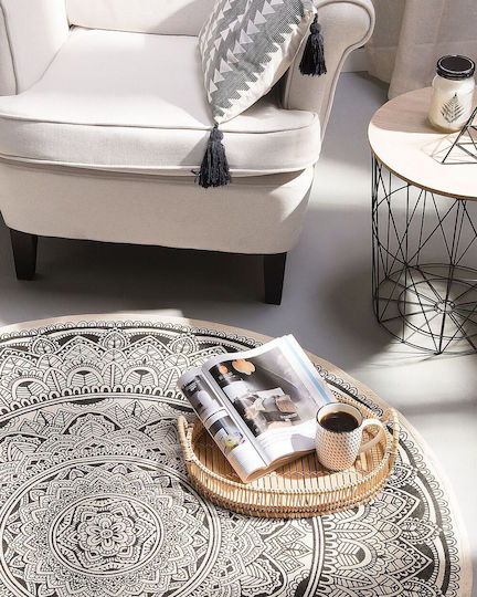 Beliani Килим Кръгла Памук Black And Cream