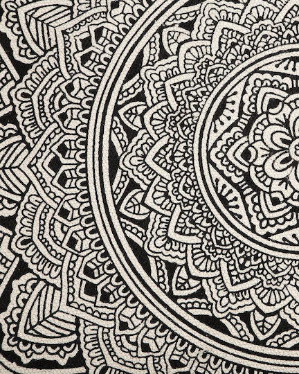 Beliani Килим Кръгла Памук Black And Cream