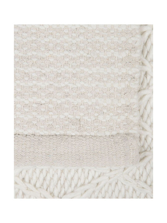Beliani Χαλί Ορθογώνιο Μάλλινο Λευκό 160x230cm