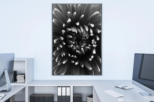 Abstract Black White Flower Painting 40x65
