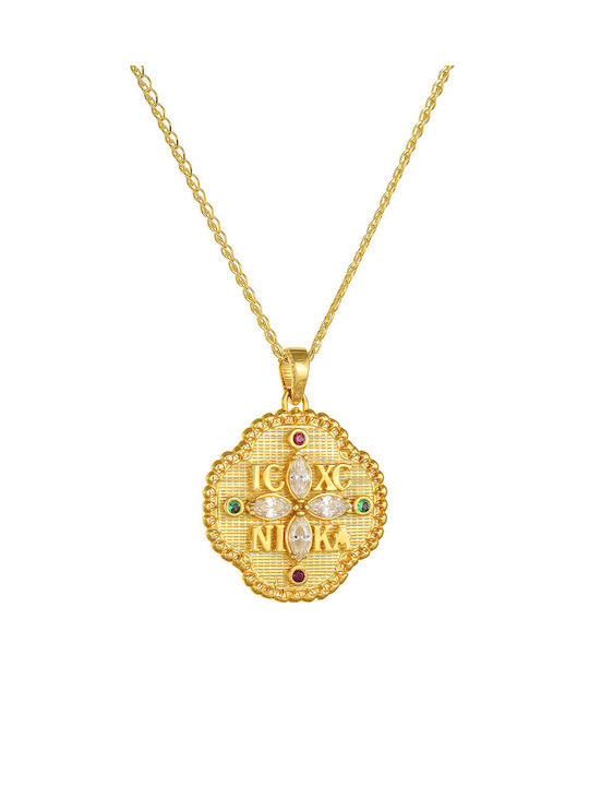 Kritsimis Pendant Kids Talisman Double Sided Constantine from Gold 14K 52RK7077-3414