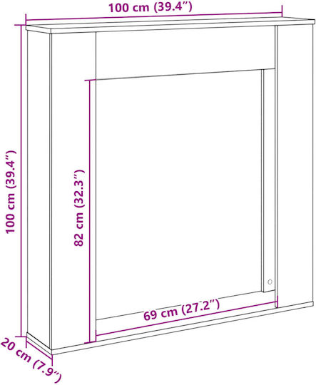 vidaXL Предност на камината 100x100см