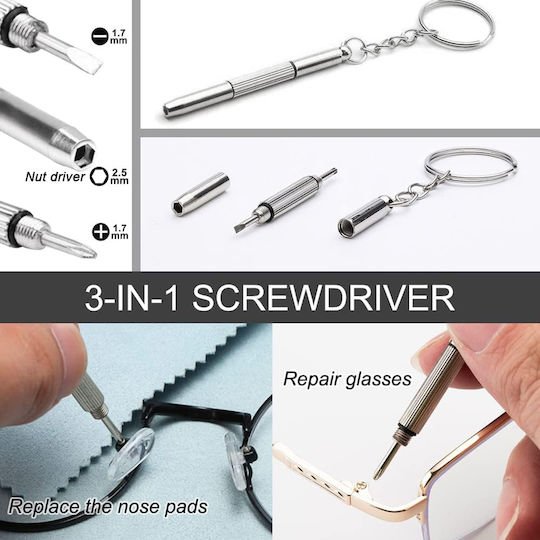 Techsuit Eyeglass Repair Screwdriver 6 X 0.5cm + 20 Silicone Nose Pads Techsuit St1 Silver 5949419156197