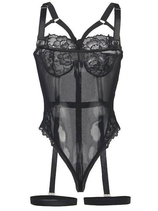 Subblime Teddy Plus Size Sexy Bodysuit Mit Spitze & Straps Schwarz