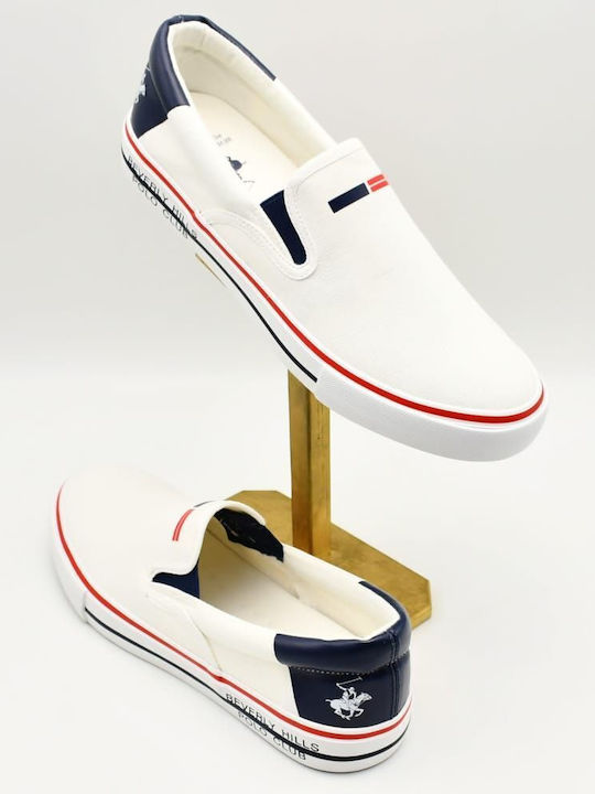 Beverly Hills Polo Club Material Slip-on-uri pentru bărbați Albe