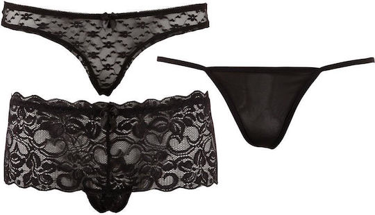 Damentasche Sexy String mit Spitze Schwarz