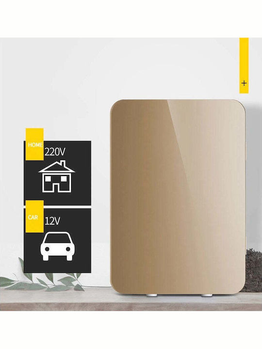 Mini Cosmetic Refrigerator Flippy Dual Function Heating Cooling Portable Exterior 19x28x26 Cm Interior 14x24x15 Cm 8l Gold