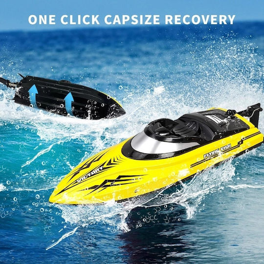 Iuni Hj811 Радиоуправляема лодка RC състезателна скоростна лодка дрифт скорост 25 км/ч 2.4GHz жълта
