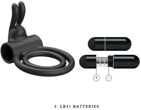 Pretty Love Osmond Silicone Rechargeable Cockring Δονούμενο Δαχτυλίδι Πέους Σιλικόνης Μαύρο