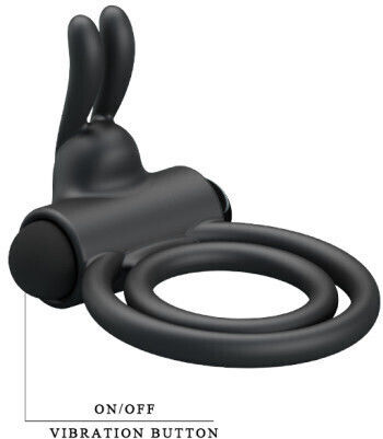 Pretty Love Osmond Silicone Rechargeable Cockring Δονούμενο Δαχτυλίδι Πέους Σιλικόνης Μαύρο