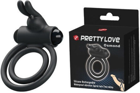 Pretty Love Osmond Silicone Rechargeable Cockring Δονούμενο Δαχτυλίδι Πέους Σιλικόνης Μαύρο