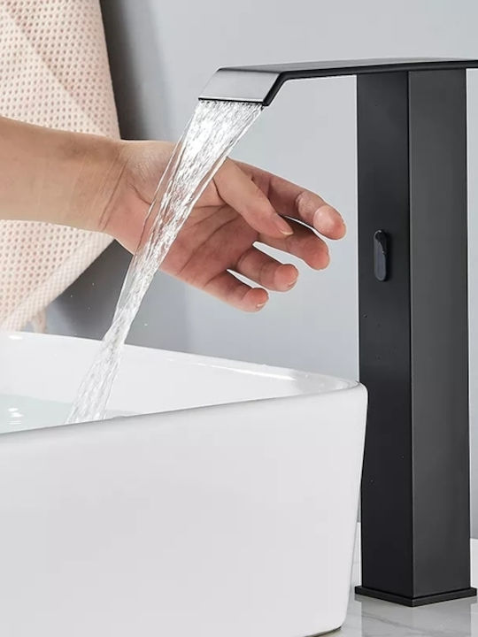 Mixing Waterfall Sink Faucet with Photocell Sensor Black D7HSCRMBM Mixing Waterfall Sink Faucet with Photocell Sensor Black D7HSCRMBM