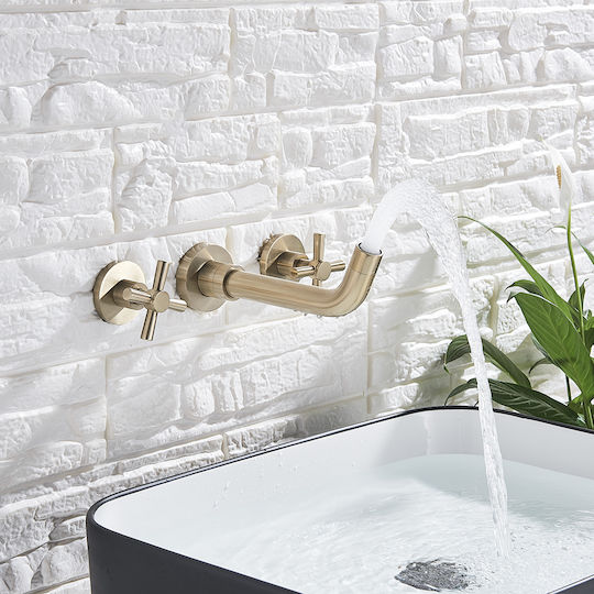 Robinet Încorporat Combiner Pentru Lavabo Auriu