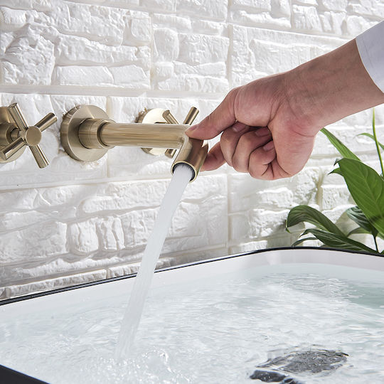 Robinet Încorporat Combiner Pentru Lavabo Auriu