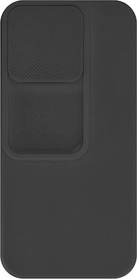 Powertech Camshield Soft Umschlag Rückseite Silikon Schwarz (iPhone 15 Pro)