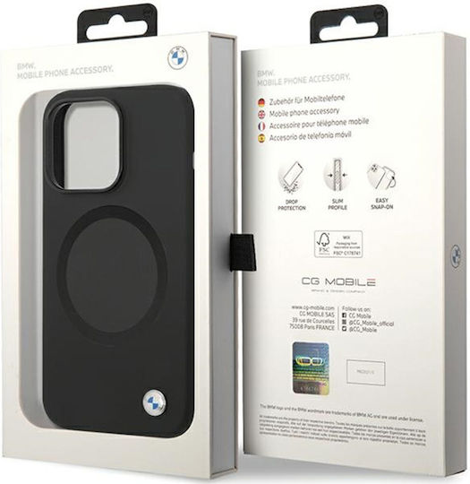 BMW Umschlag Rückseite Silikon Schwarz (Apple iPhone 14 Pro)