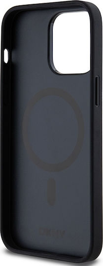 Carcasă Dkny din piele PU cu model repetitiv și logo suprapus Magsafe pentru iPhone 13 Pro, negru