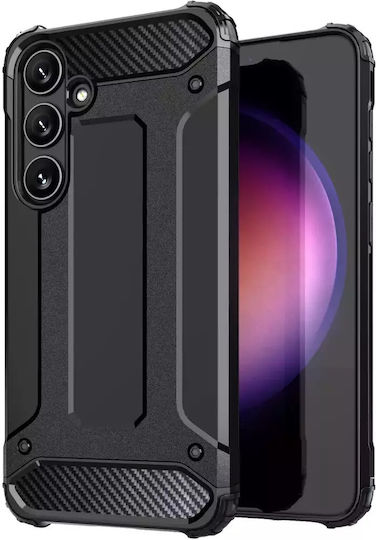 Hurtel Back Cover Σιλικόνης / Πλαστικό Σετ με Τζαμάκι Μαύρο (Samsung S24)