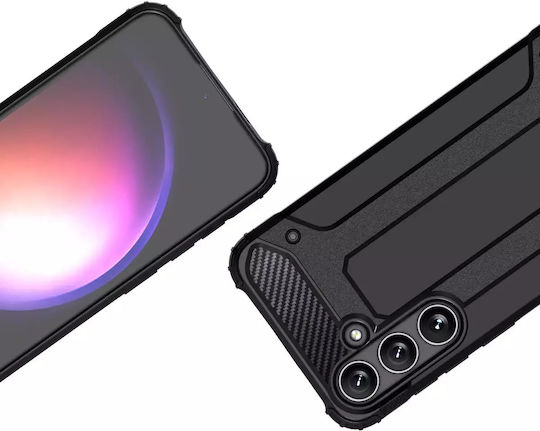Hurtel Back Cover Σιλικόνης / Πλαστικό Σετ με Τζαμάκι Μαύρο (Samsung S24)