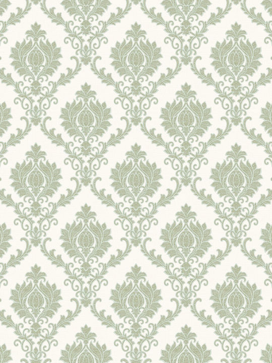 Wallpaper Damaschi Vinyl Green L1005xW53cm