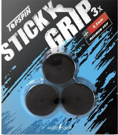 Topspin Sticky Tennis Overgrips - 0.50mm x 3 Black