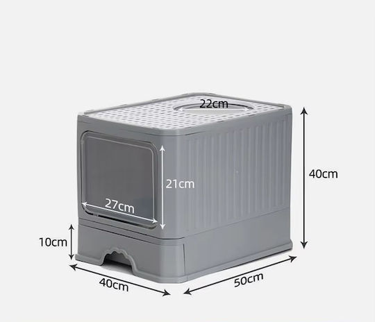 Cat Toilet Closed with Filter and Sieve Purple L40 x W50 x H40cm