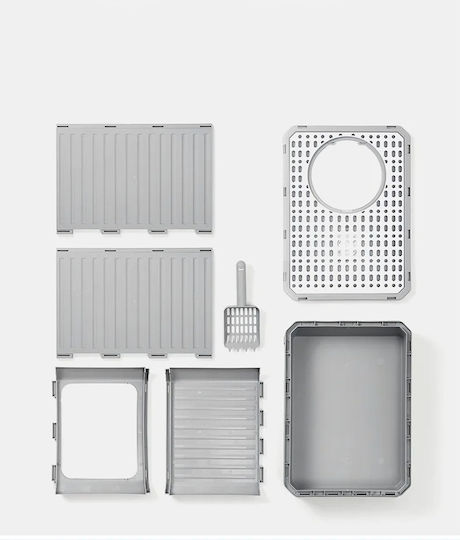 Cat Toilet Closed with Sieve Gray L38 x W50 x H39cm