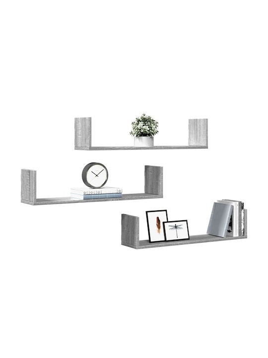 Shelves Wall Grey Sonoma 3pcs 80x18x18cm