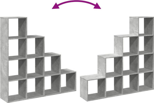 Grey Concrete Bookcase 131.5x29x131.5cm