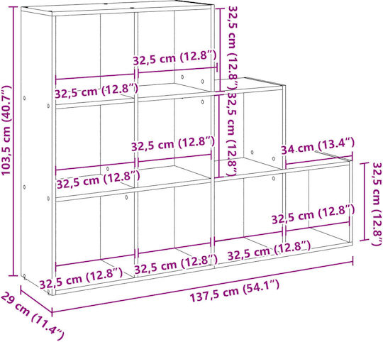 Βιβλιοθήκη Λευκό 137.5x29x103.5εκ.