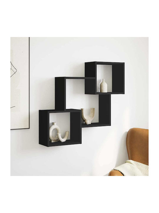 Shelf Wall Black Velvet-Black Metal 78x18x71cm