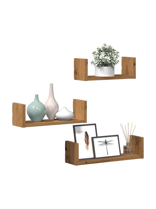 Shelves Wall Artisan Oak 3pcs 40x10x10.5cm