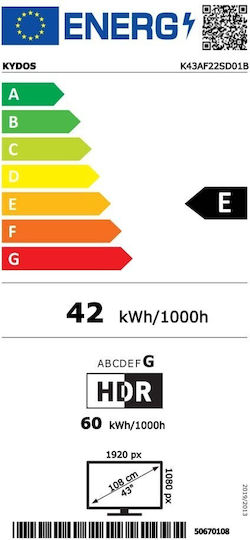 Kydos Smart Τηλεόραση 43" Full HD LED K43AF22SD01BV2 HDR (2024)