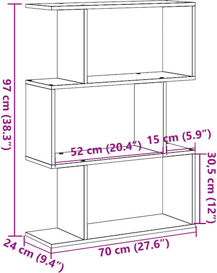 Bibliothek Eiche 70x24x97cm