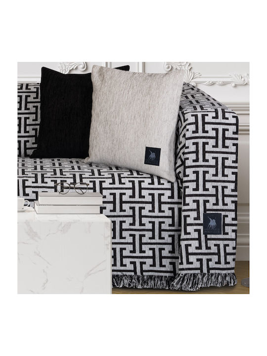 Greenwich Polo Club Three-Seater Sofa Throw 3933 180x300cm Black, Grey