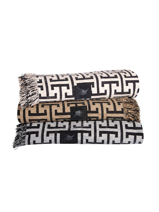 Greenwich Polo Club 3932 Sofa Throw Chenille 180x250cm Beige Black